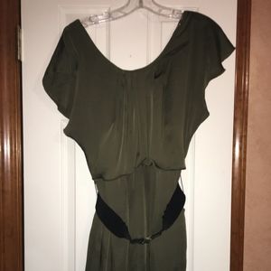 Olive Green Dress with belt and pockets